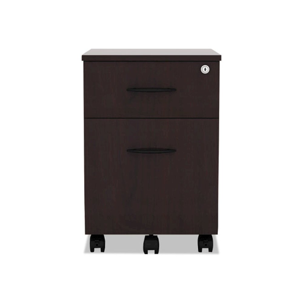Alera Valencia Series Mobile Pedestal, Left or Right, 2-Drawers: Box/File, Legal/Letter, Mahogany, 15.88" x 19.13" x 22.88". Picture 2