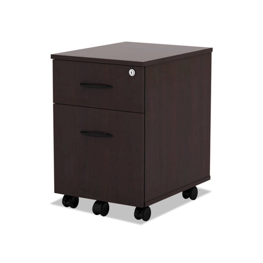 Alera Valencia Series Mobile Pedestal, Left or Right, 2-Drawers: Box/File, Legal/Letter, Mahogany, 15.88" x 19.13" x 22.88". Picture 3