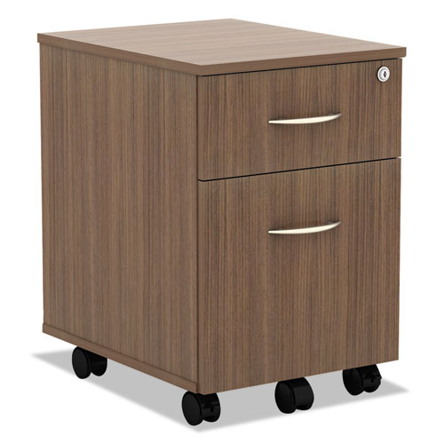 Alera Valencia Series Mobile Pedestal, Left/Right, 2-Drawers: Box/File, Legal/Letter, Modern Walnut, 15.88" x 19.13" x 22.88". Picture 1