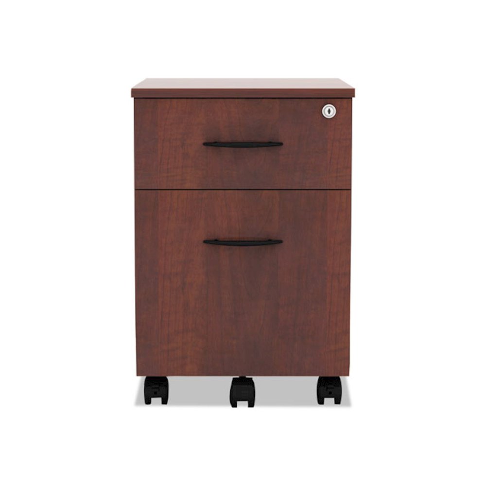 Alera Valencia Series Mobile Pedestal, Left/Right, 2-Drawers: Box/File, Legal/Letter, Medium Cherry, 15.88" x 19.13" x 22.88". Picture 2