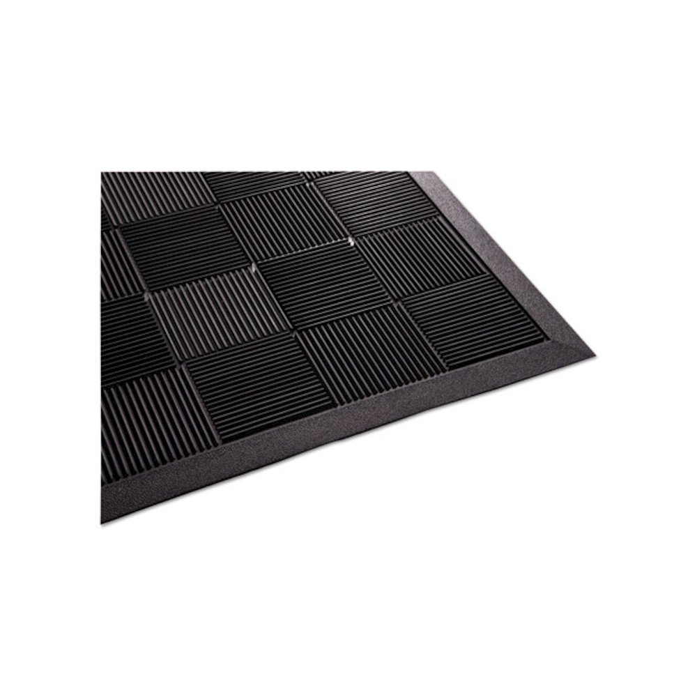 Parquet Scraper Mat, Black Blade Ribbed Rubber Surface, 24" x 36". Picture 1