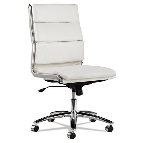Alera Neratoli Mid-Back Slim Profile Chair, Faux Leather, Up to 275 lb, 18.3" to 21.85" Seat Height, White Seat/Back, Chrome. Picture 7