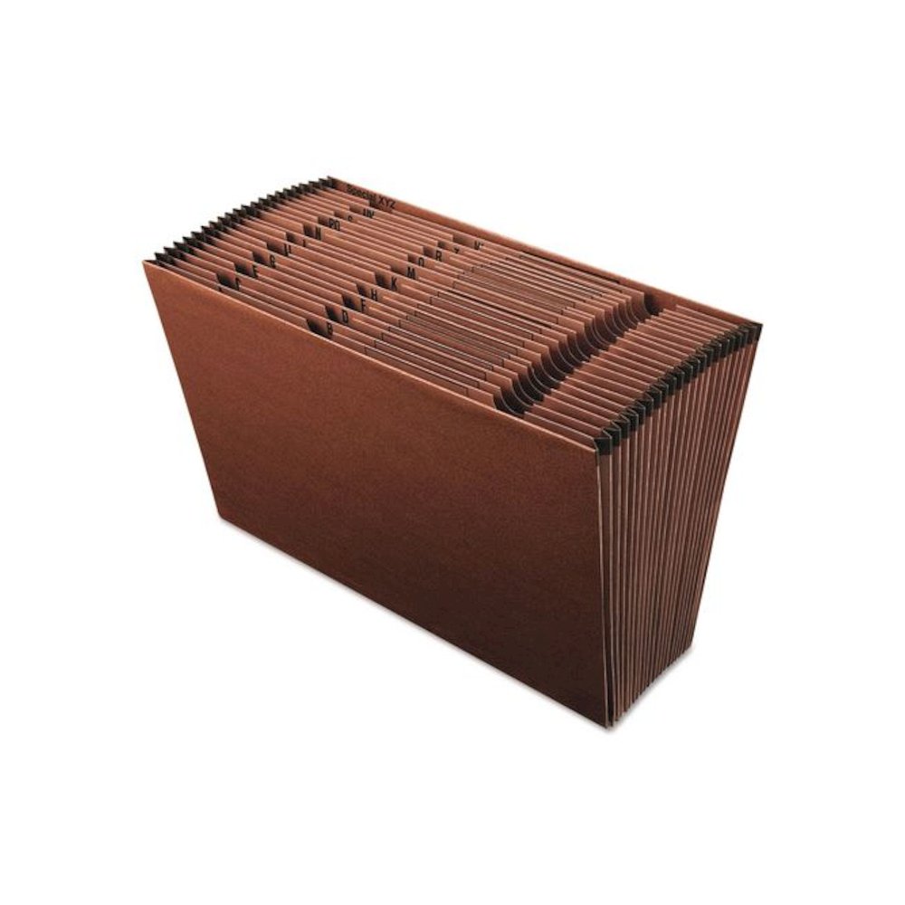 Earthwise by Pendaflex Recycled Indexed Expanding File, 21 Sections, 1/21-Cut Tabs, Legal Size, Red Fiber. Picture 1