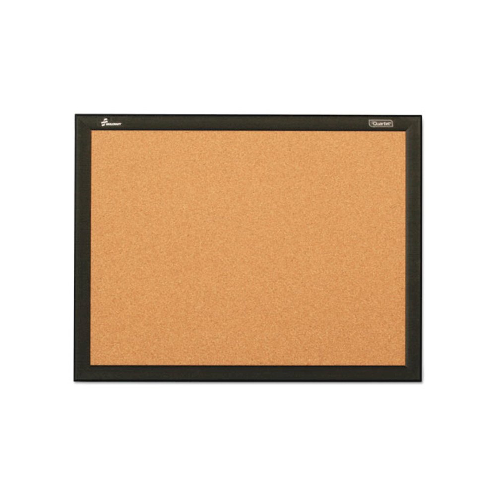 7195016511284, SKILCRAFT Cork Board, 36" x 24", Natural Tan Surface, Black Aluminum Frame. Picture 1