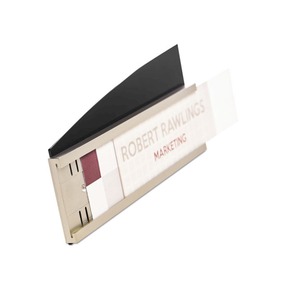 Interior Image Anti-Glare Sign Holder, Landscape, 8.5" x 2" Insert, Black/Silver. Picture 10