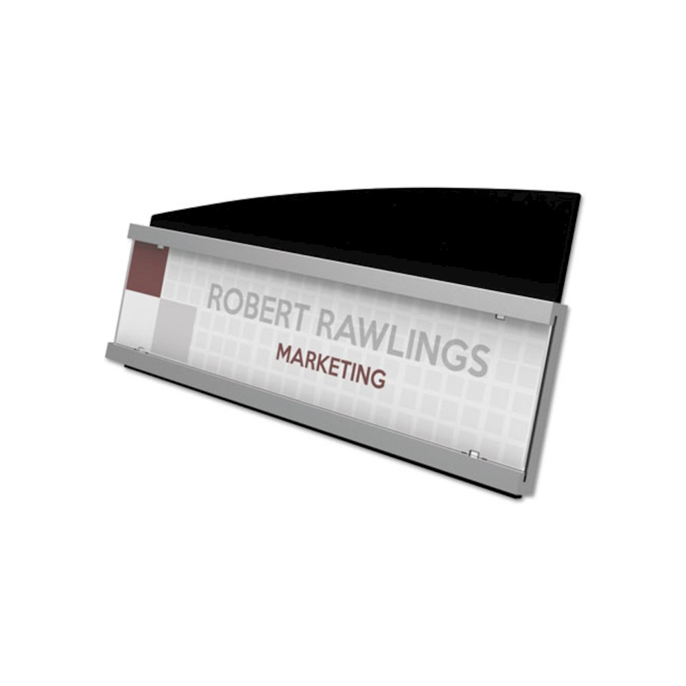 Interior Image Anti-Glare Sign Holder, Landscape, 8.5" x 2" Insert, Black/Silver. Picture 1