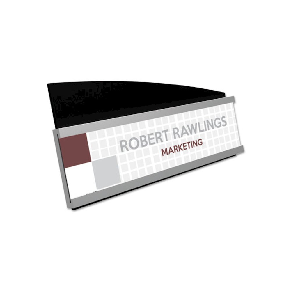 Interior Image Anti-Glare Sign Holder, Landscape, 8.5" x 2" Insert, Black/Silver. Picture 4