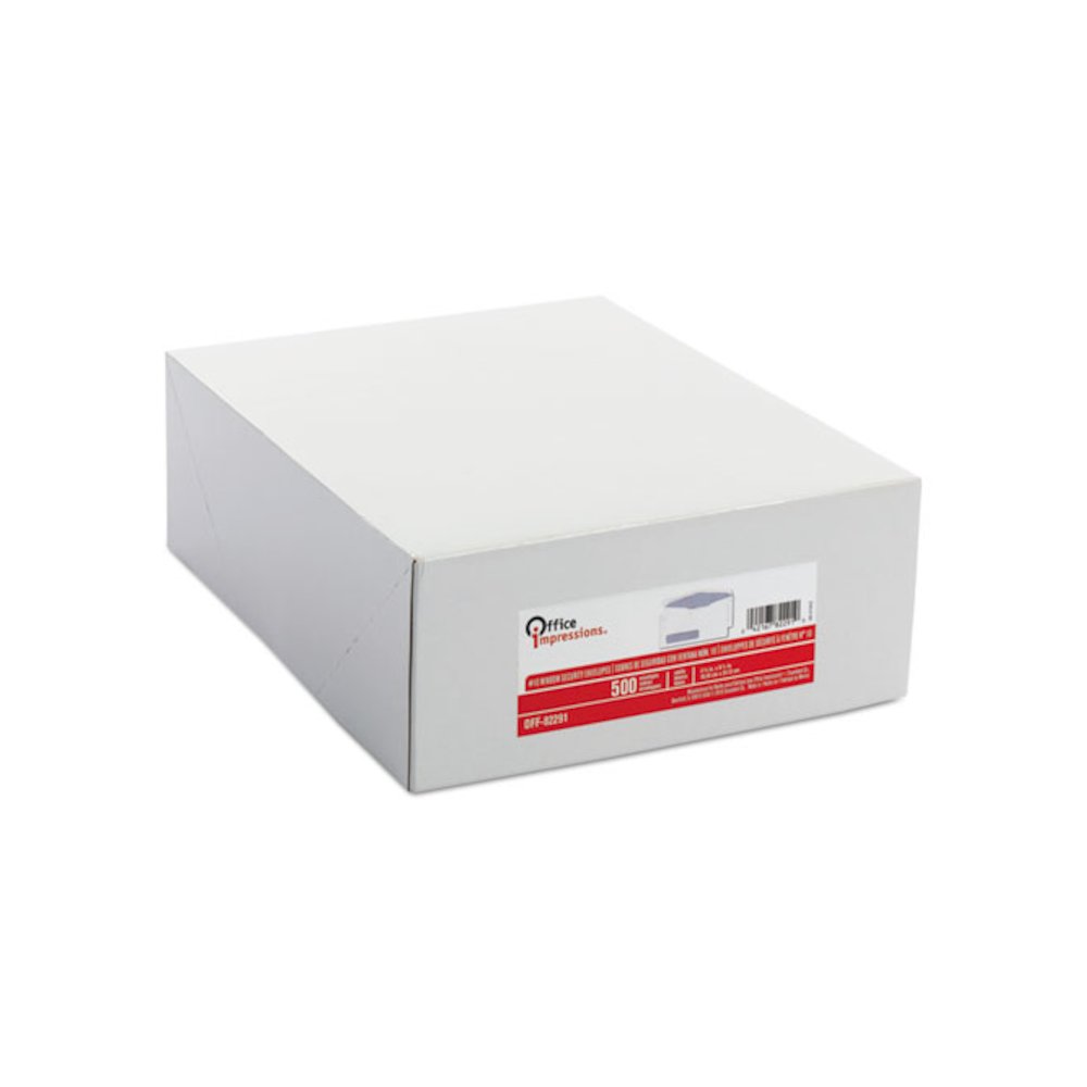 #10 Trade Size Security Tint Envelope, Commercial Flap, Gummed Closure, 4.13 x 9.5, White, 500/Box. Picture 2