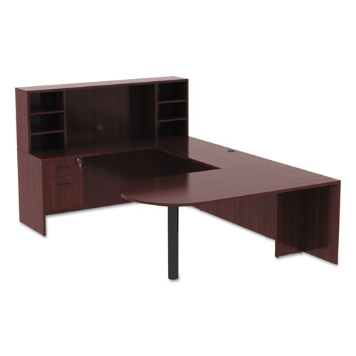 Alera Valencia Series D-Top Desk, 71" x 35.5" x 29.63", Mahogany. Picture 3