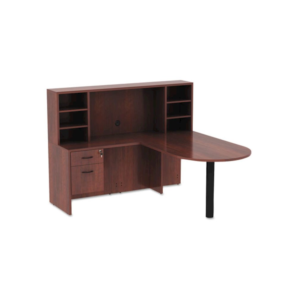 Alera Valencia Series D-Top Desk, 71" x 35.5" x 29.63", Medium Cherry. Picture 5