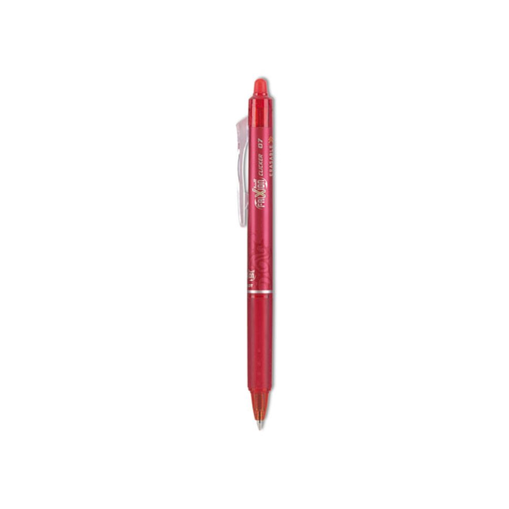 FriXion Clicker Erasable Gel Pen, Retractable, Fine 0.7 mm, Red Ink, Red Barrel. Picture 1