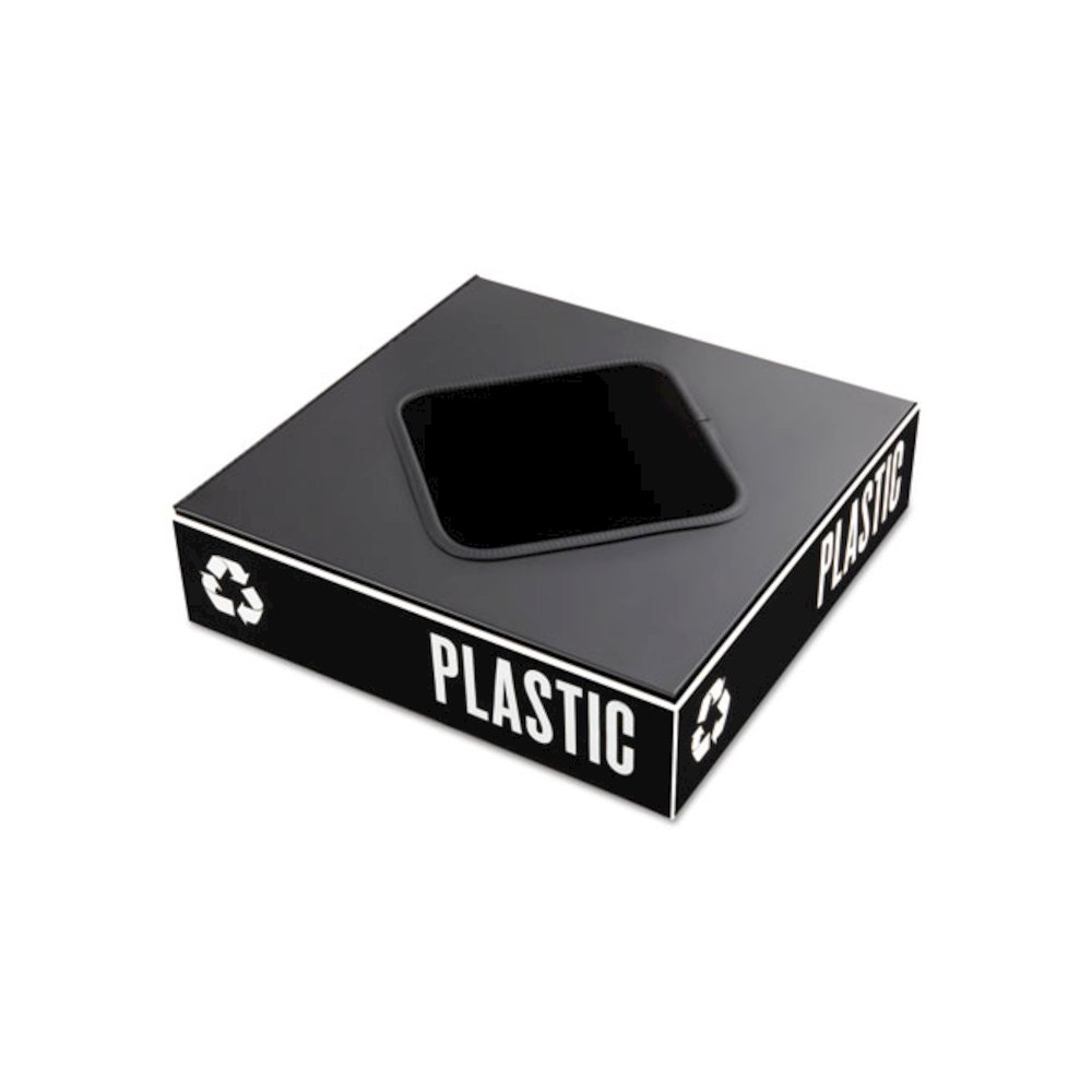 Public Square Recycling Container Lid, Square Opening, 15.25w x 15.25d x 2h, Black. Picture 1