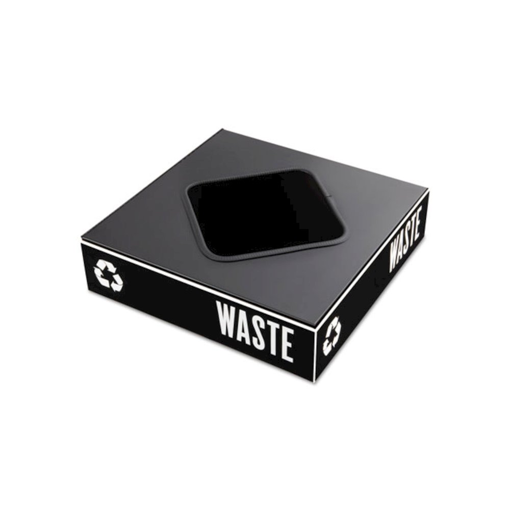 Public Square Recycling Container Lid, Square Opening, 15.25w x 15.25d x 2h, Black. Picture 2