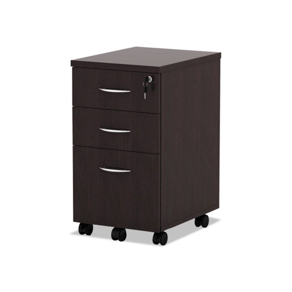 Alera Valencia Series Mobile Pedestal File, Left/Right, 3-Drawer: Box/Box/File, Legal/Letter, Espresso, 15.88 x 20.5 x 28.38. Picture 3