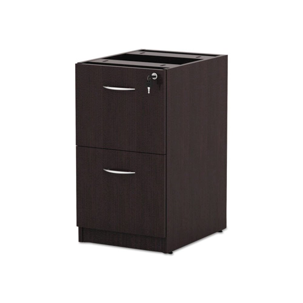Alera Valencia Series Full Pedestal File, Left or Right, 2 Legal/Letter-Size File Drawers, Espresso, 15.63" x 20.5" x 28.5". Picture 5