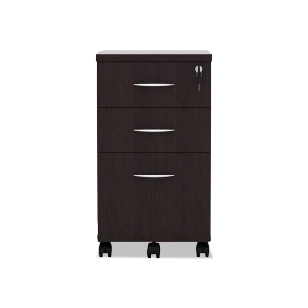 Alera Valencia Series Mobile Pedestal File, Left/Right, 3-Drawer: Box/Box/File, Legal/Letter, Espresso, 15.88 x 20.5 x 28.38. Picture 2