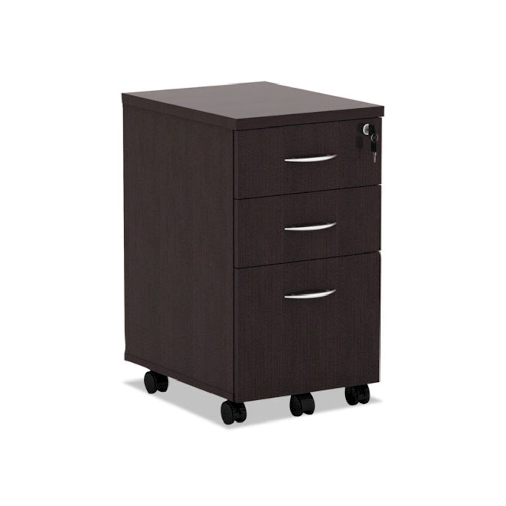 Alera Valencia Series Mobile Pedestal File, Left/Right, 3-Drawer: Box/Box/File, Legal/Letter, Espresso, 15.88 x 20.5 x 28.38. Picture 1