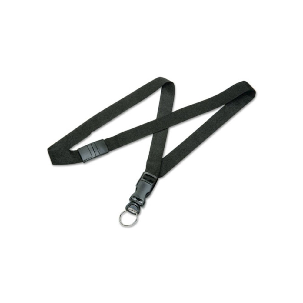 8455016130196, SKILCRAFT Breakaway Lanyard, Plastic Key Ring Fastener, 36" Long, Nylon, Black, Dozen. Picture 1