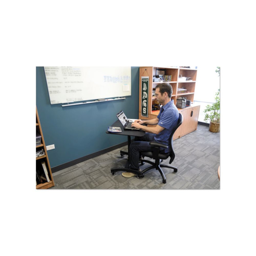 DC500 High Rise Collection Mobile Adjustable Standing Desk, 30.75" x 22" x 29" to 44", Black. Picture 7