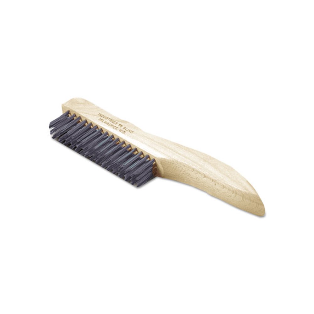 7920002691259, SKILCRAFT Stainless Steel Brush, Stainless Steel Bristles, 10.5" Brush, 10.5" Tan Plastic Handle. Picture 1