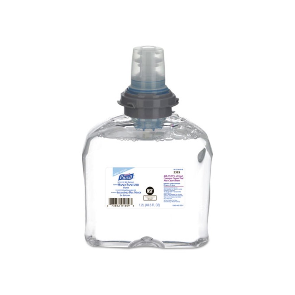 Advanced Hand Sanitizer E3-Rated Foam, 1,200 mL Refill, Fragrance-Free, 2/Carton. Picture 8
