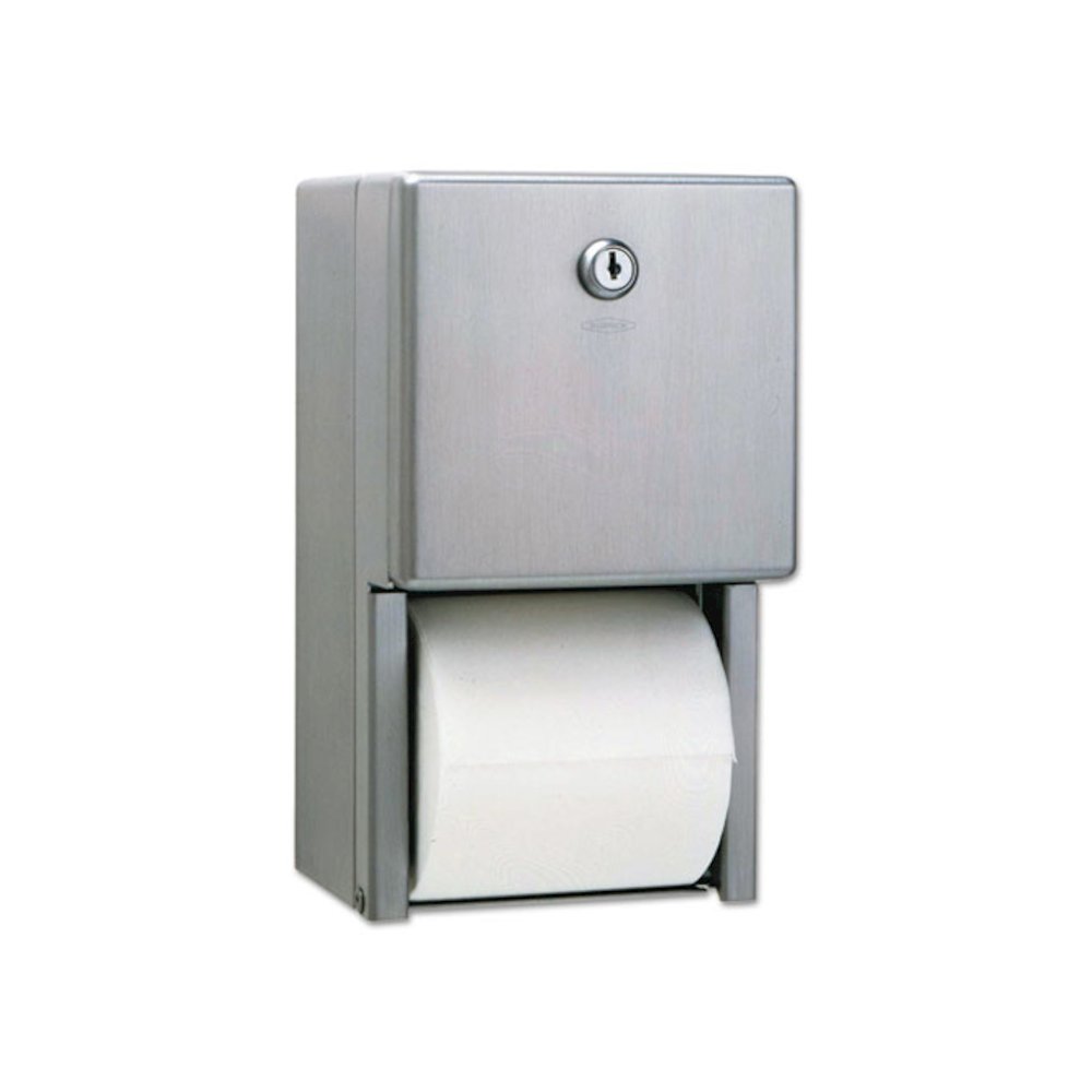 Stainless Steel Two-Roll Tissue Dispenser, 6.06 x 5.94 x 11, Stainless Steel. Picture 1