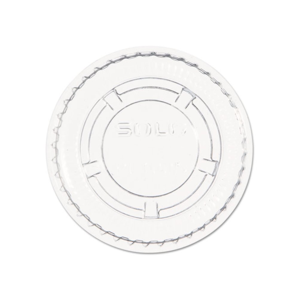 Portion/Souffle Cup Lids, Fits 0.5 oz to 1 oz Portion Cups, Plastic, Clear, 125/Pack, 20 Packs/Carton. Picture 1