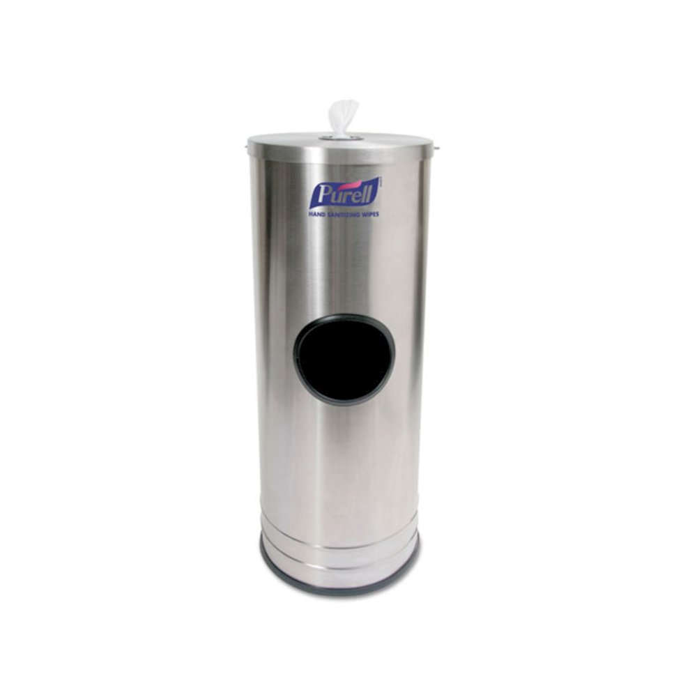 Dispenser Stand for Sanitizing Wipes, 1,500 Wipe Capacity, 10.25 x 10.25 x 14.5, Stainless Steel. Picture 1