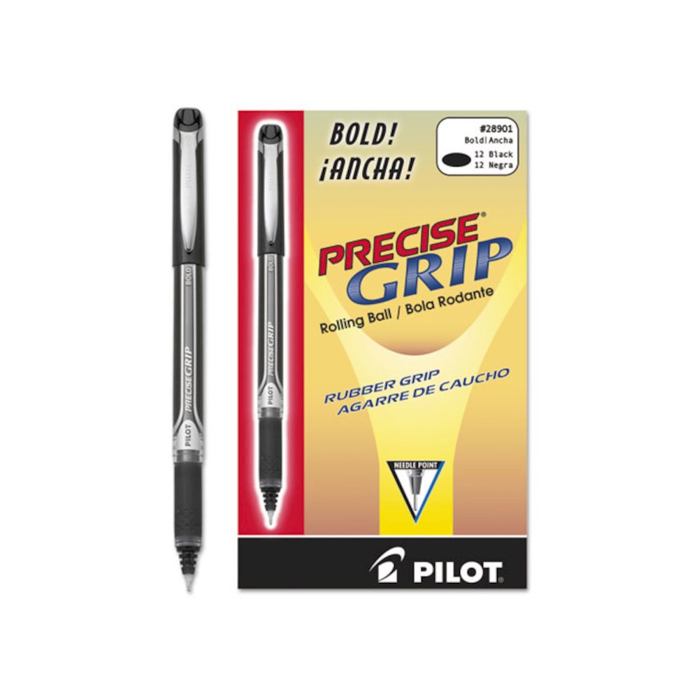 Precise Grip Rollerball Pen, Stick, Bold 1 mm, Black Ink, Black Barrel. Picture 3