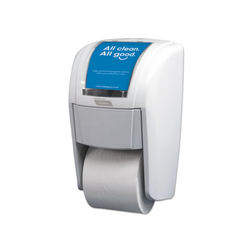 Tandem High Capacity Bath Tissue Dispenser, 6.9 x 6.9 x 12.3, White. Picture 1