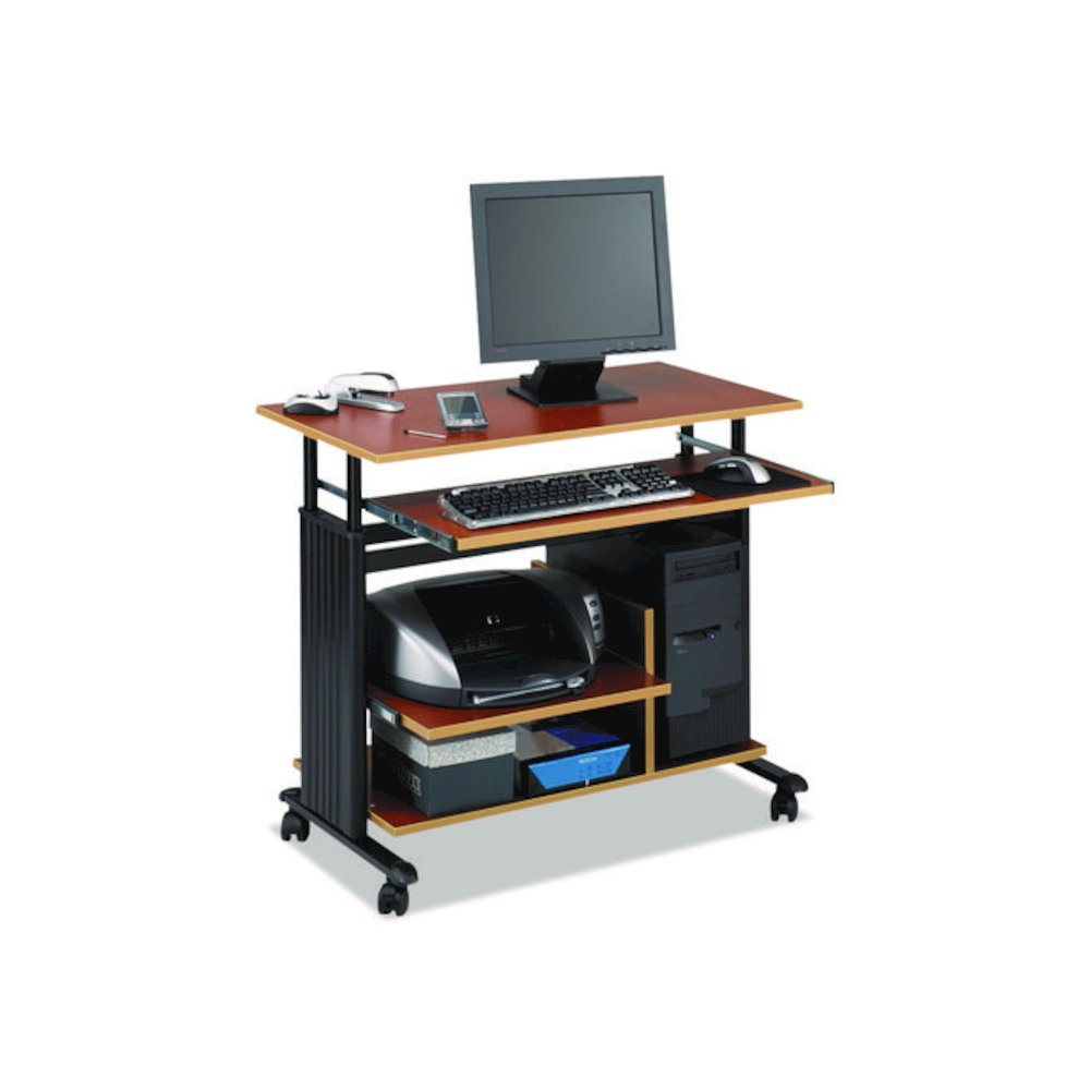 Muv 28" Adjustable-Height Mini-Tower Computer Desk, 35.5" x 22" x 29" to 34", Cherry/Black. Picture 1