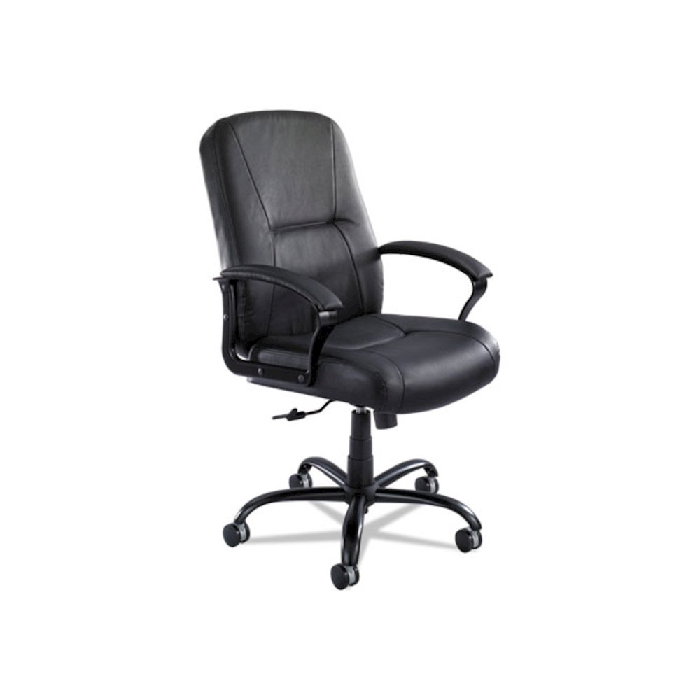 Serenity Big/Tall High Back Leather Chair, Supports Up to 500 lb, 19.5" to 22.5" Seat Height, Black. Picture 1