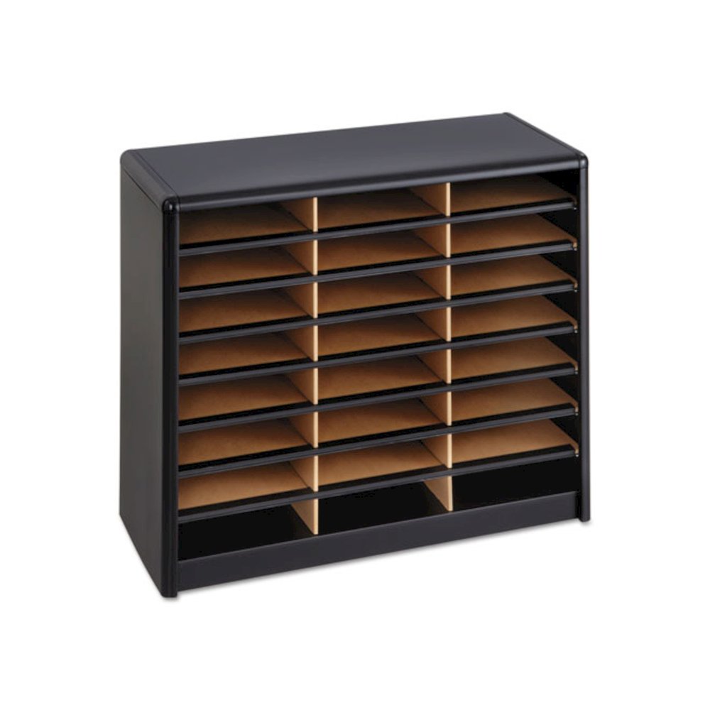 Steel/Fiberboard Literature Sorter, 24 Compartments, 32.25 x 13.5 x 25.75, Black. Picture 4
