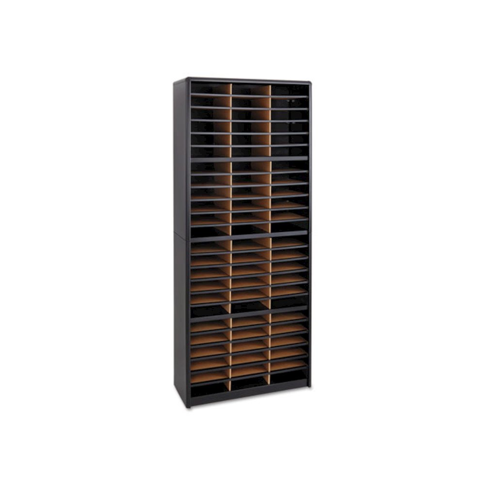 Steel/Fiberboard Literature Sorter, 72 Compartments, 32.25 x 13.5 x 75, Black. Picture 5