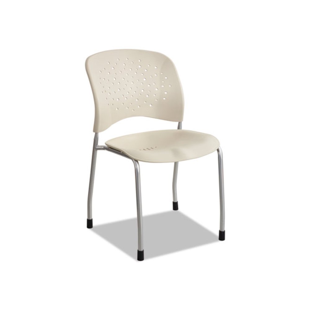 Reve Guest Chair with Straight Legs, 19" x 24.5" x 33.5", Latte Seat, Latte Back, Silver Base, 2/Carton. Picture 1