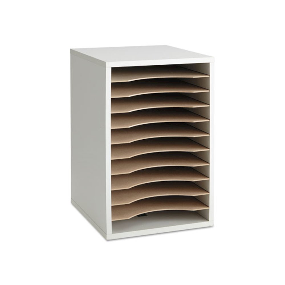 Wood Vertical Desktop Literature Sorter, 11 Compartments, 10.63 x 11.88 x 16, Gray. Picture 3