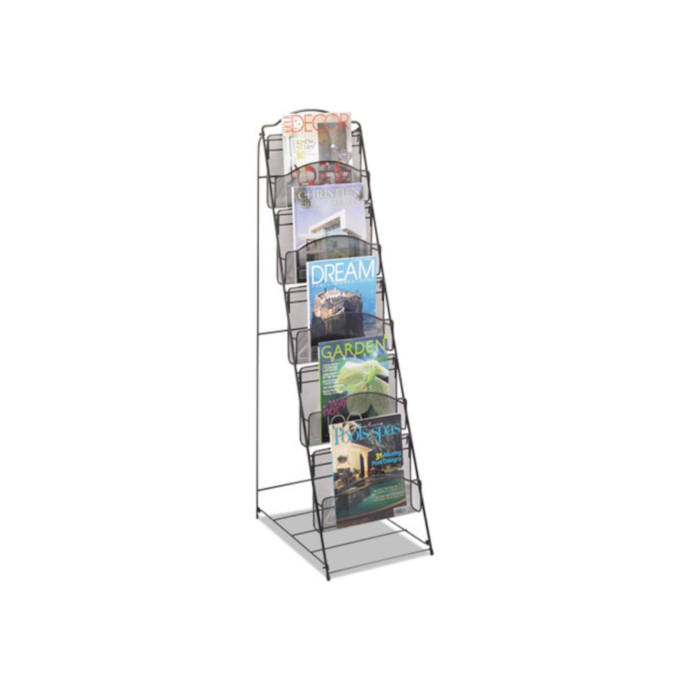 Onyx Magazine Floor Rack, 12.5w x 18.5d x 46h, Black. Picture 1
