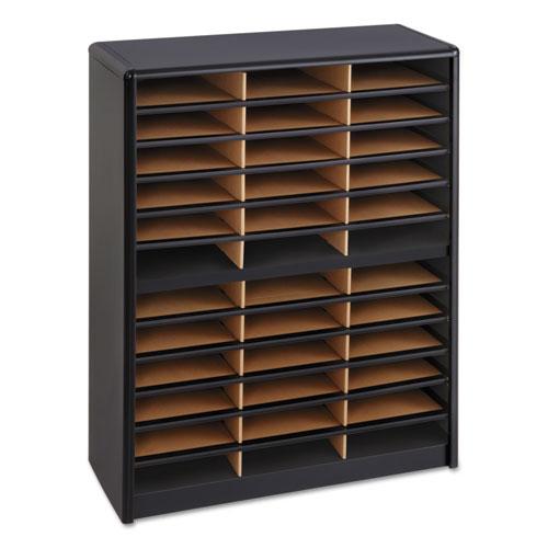 Steel/Fiberboard Literature Sorter, 36 Compartments, 32.25 x 13.5 x 38, Black. Picture 4