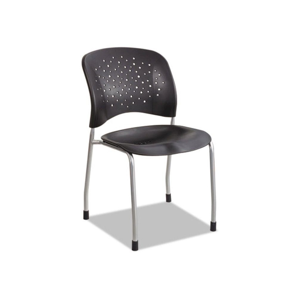 Reve Guest Chair with Straight Legs, 19" x 24.5" x 33.5", Black Seat, Black Back, Silver Base, 2/Carton. Picture 1