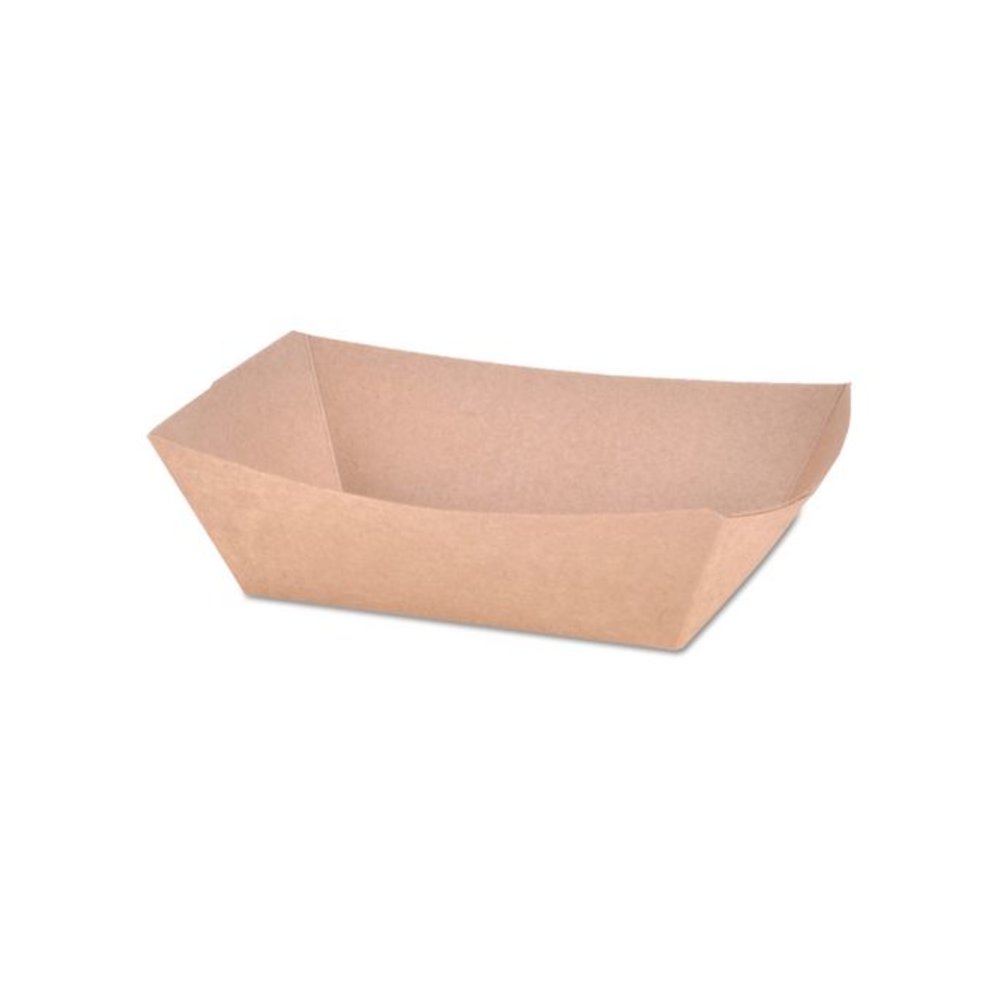 Eco Food Trays, 1 lb Capacity, Brown, Paper, 1,000/Carton. Picture 1