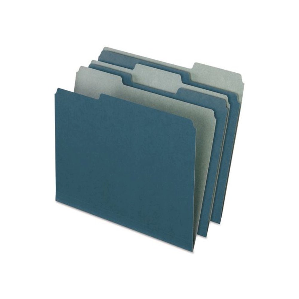 Earthwise by Pendaflex 100% Recycled Colored File Folders, 1/3-Cut Tabs: Assorted, Letter Size, 0.5" Expansion, Blue, 100/Box. Picture 1
