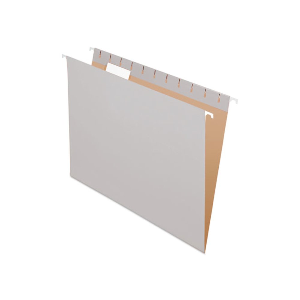 Colored Hanging Folders, Letter Size, 1/5-Cut Tabs, Gray, 25/Box. Picture 1