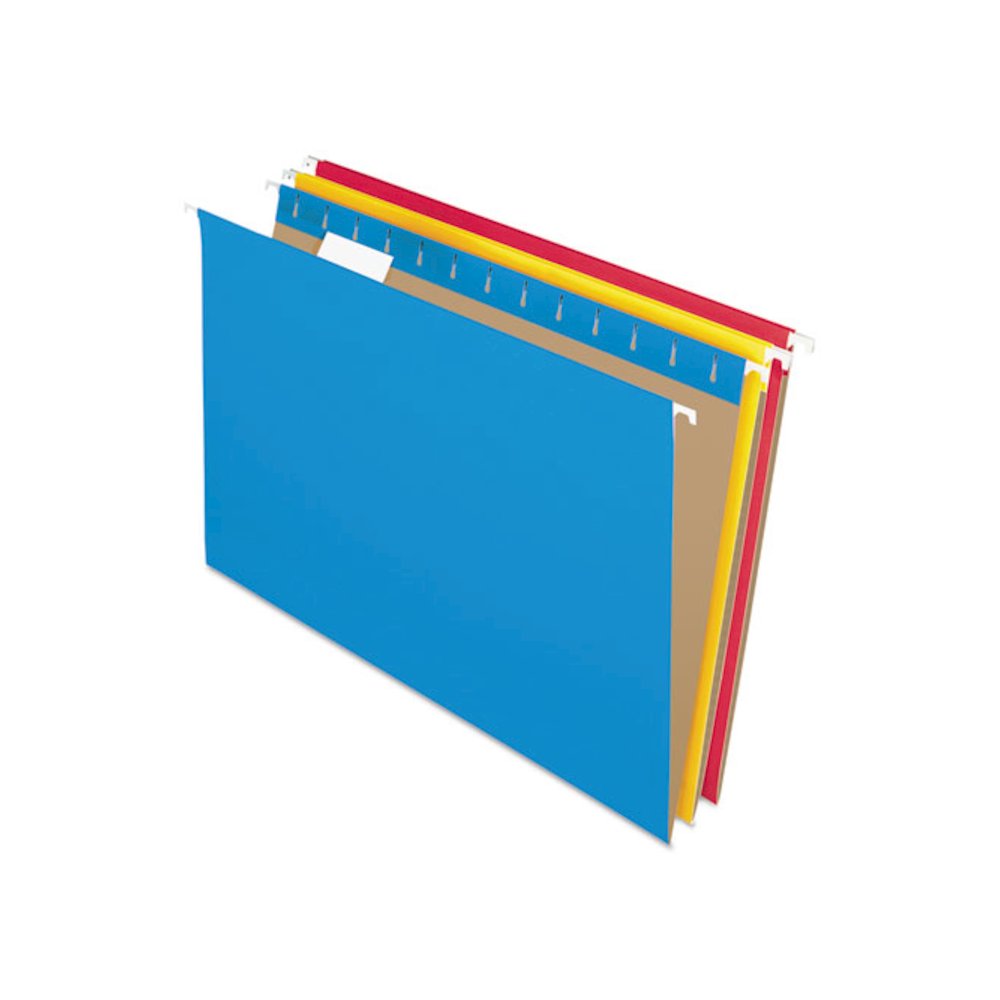 Colored Hanging Folders, Legal Size, 1/5-Cut Tabs, Assorted Colors, 25/Box. Picture 1