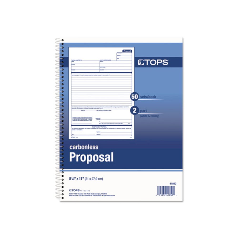 Spiralbound Proposal Form Book, Two-Part Carbonless, 11 x 8.5, 50 Forms Total. Picture 2