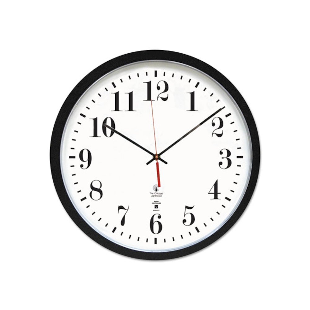 Black ATOMIC Contemporary Clock, 16.5" Overall Diameter, Black Case, 1 AA (sold separately). Picture 1