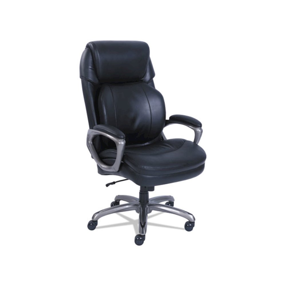 Cosset Big and Tall Executive Chair, Supports Up to 400 lb, 19" to 22" Seat Height, Black Seat/Back, Slate Base. Picture 1