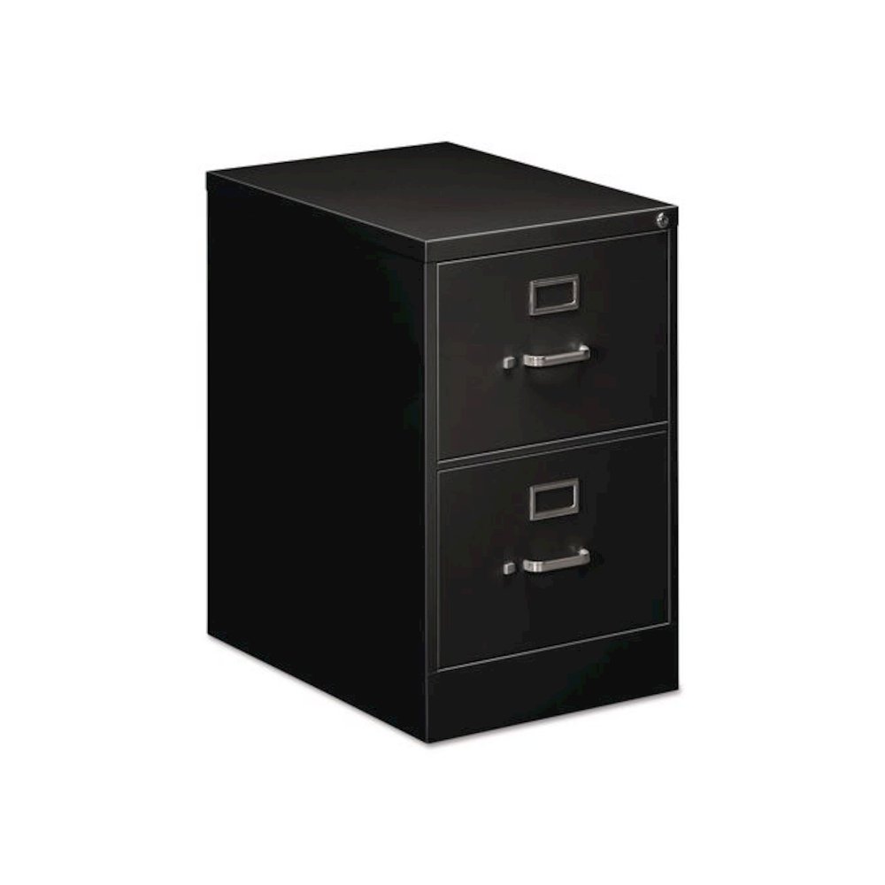 Two-Drawer Economy Vertical File, 2 Legal-Size File Drawers, Black, 18" x 25" x 28.38". Picture 1