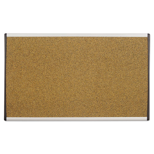 ARC Frame Cubicle Board, Cork Bulletin, 24" x 14", Tan Surface, Satin Aluminum Frame. Picture 1