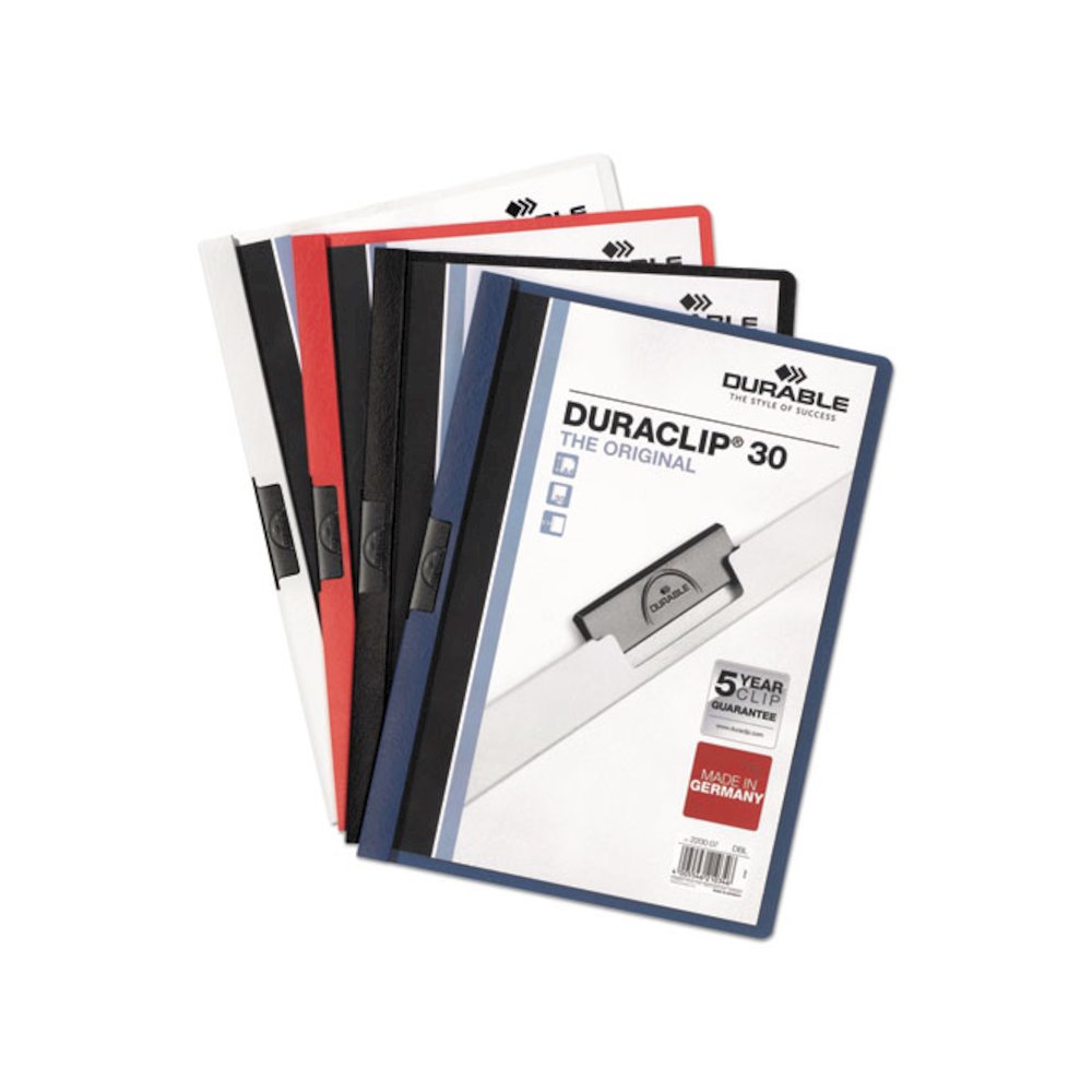 DuraClip Report Cover, Clip Fastener, 8.5 x 11, Clear/Navy, 25/Box. Picture 6