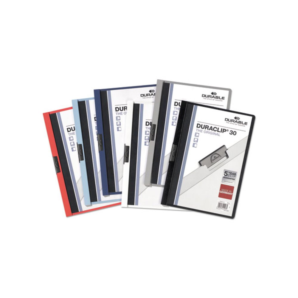 DuraClip Report Cover, Clip Fastener, 8.5 x 11, Clear/Navy, 25/Box. Picture 7